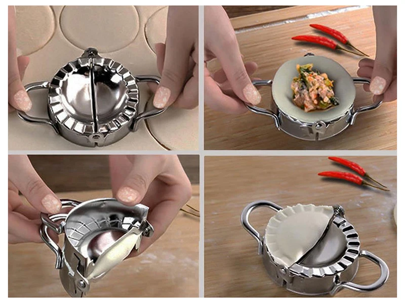 

2Pc Stainless Steel Dumpling Maker Set Dough Cutter Jiaozi Dumpling Mould Kitchen Pastry Tools Accessories Chinese Food Mold
