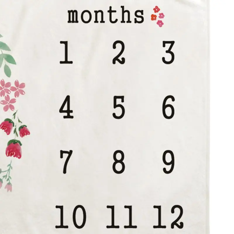 

Baby Monthly Record Growth Milestone Blanket Newborn Photography Props Wreath Newborn Photo Creative Background Cloth Infant Gif