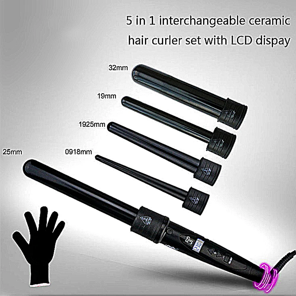 

5 in 1 Curling Wand Ceramic 5P Hair Curling Irons Curling Tong Automatic Hair Curler Factory Price Rotating Professional Magic
