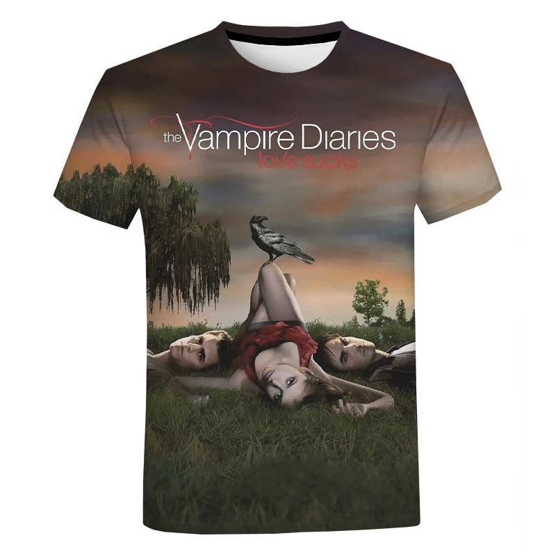 

2020 The Vampire Diaries 3D Print T Shirt Horror Movie Harajuku Streetwear Plus Size Tee Tops Men Women Fashion Casual T-shirt