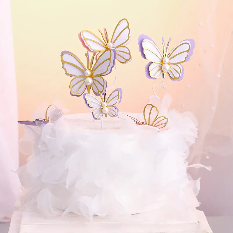 

Butterfly Cake Toppers For Cake Decoration DIY Handmade Painted Happy Birthday Cake Topper For Wedding Party Decor Baby Shower