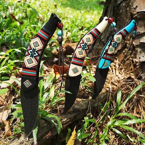 Карманный тактический нож Радужный красивый цвет ручной работы для листьев