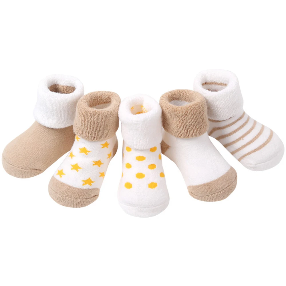 

5 Pair High Quality Thicken Cartoon Comfort Cotton Newborn Socks Kids Boy New Born Baby Girl Non Slip Indoor Winter Warm Socks