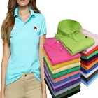 Рубашка-поло женская хлопковая, модная повседневная приталенная рубашка-поло с коротким рукавом, топы размера плюс, хлопковая Футболка-поло, лето