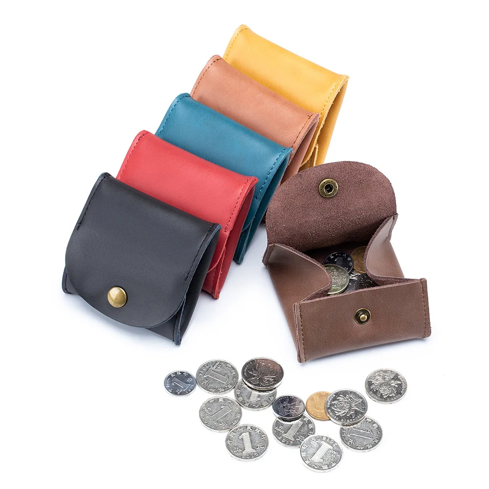 

Genuine Leather Coin Purse Vintage Design Individuation Earbuds Earphone Holder Pouch For Women 6 Color Portable Men Mini Wallet