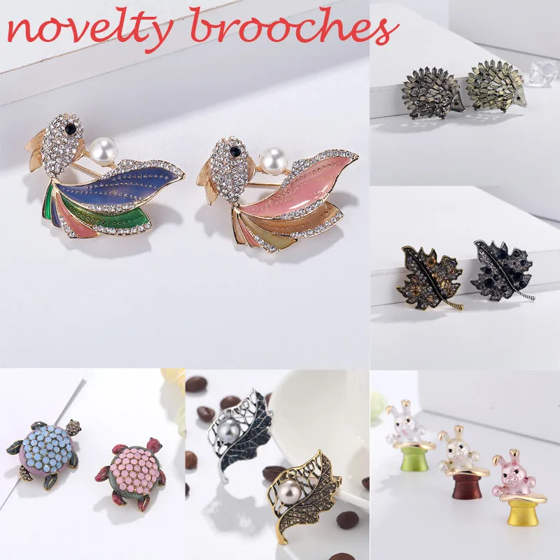 Винтажные броши в виде кролика черепахи жемчуга для женщин и мужчин листья