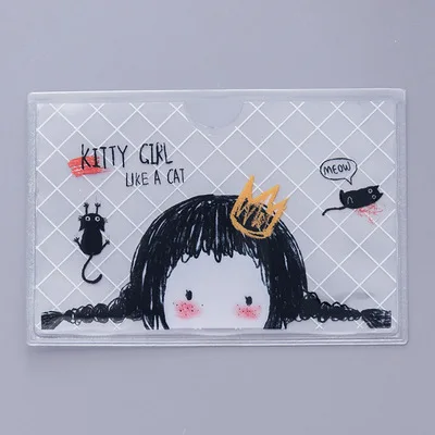 girl Чехол для карты автобуса, студенческий банк, кредитная карта, защитный чехол, ПВХ Прозрачный матовый милый мультяшный держатель для карт, защита для девочек - Цвет: girl