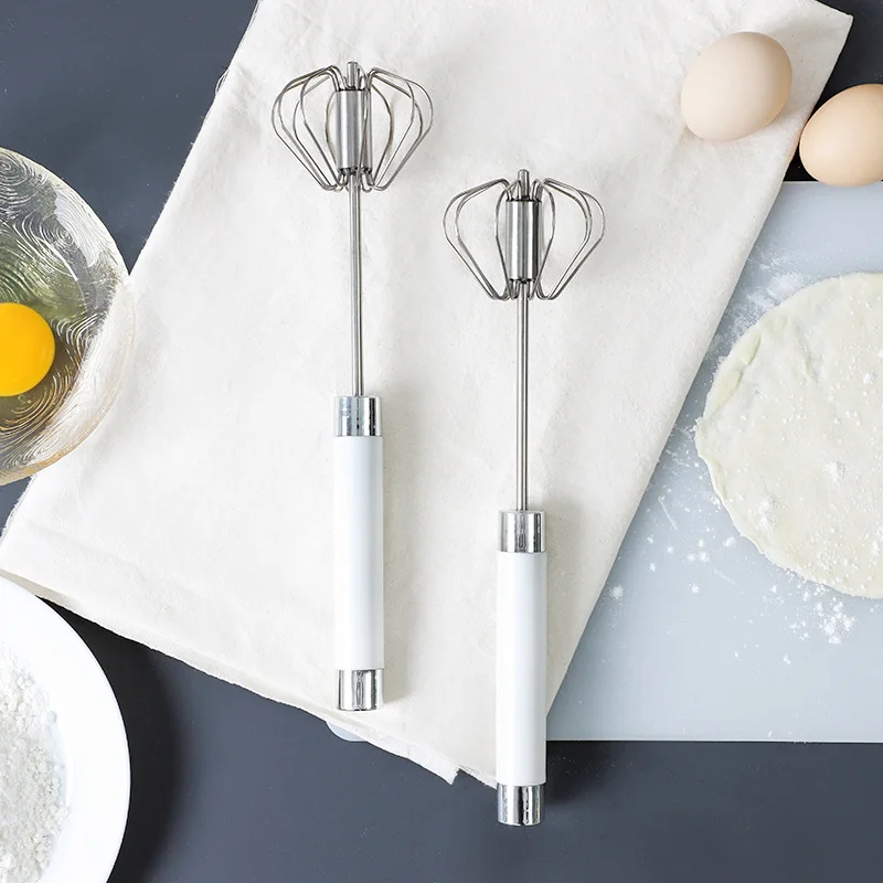 

1Pcs Semi-Automatic Egg Beater 304 Stainless Steel Egg Whisk Manual Hand Mixer Self Turning Egg Stirrer Kitchen Egg Tools