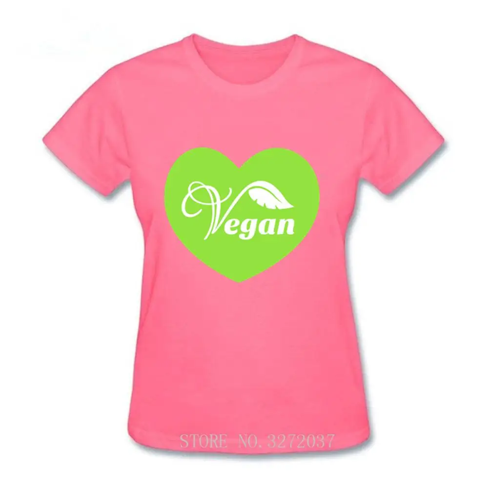 Casual Women'S GREEN VEGAN HEART Pink Tshirt Top Heart Print Cute Clothes Short Sleeve 2019 Summer T Shirt | Женская одежда