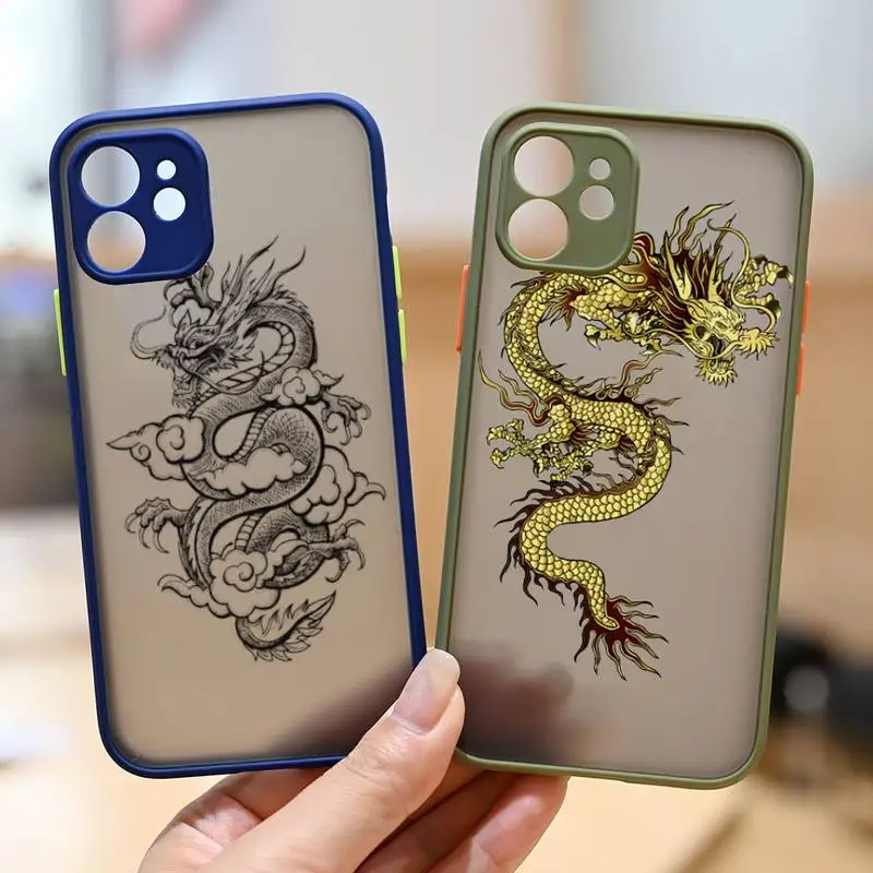 

Dragon Phone Case matte transparent Funda For Army Green iPhone 7 8 x xs xr 11 12 13 pro plus max mini Clear
