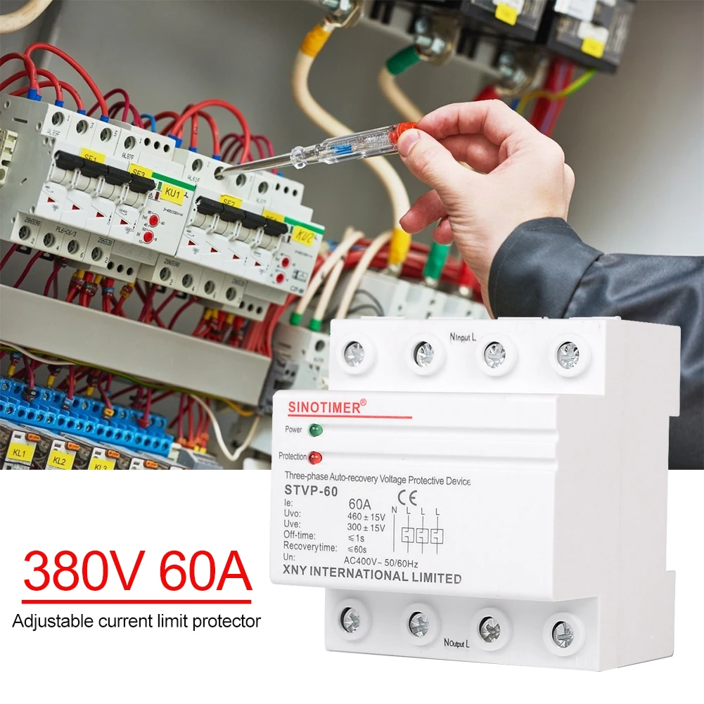 Трехфазное 400 в 60 А DIN рейка автоматическое восстановление защита от
