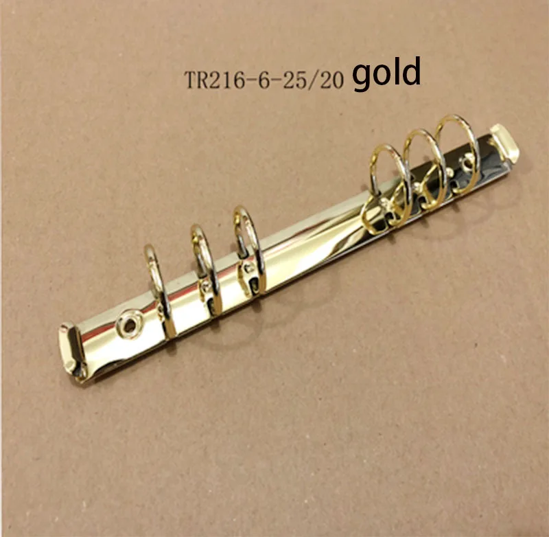 A5 6ring 25mm gold Сделай Сам журнал записная книжка кольцо механическое, 6 кольцевой механизм, A4 B5 A5 A6 A7 зажим для связывания Золото Серебро Бронза черный - Цвет: A5 6ring 25mm gold
