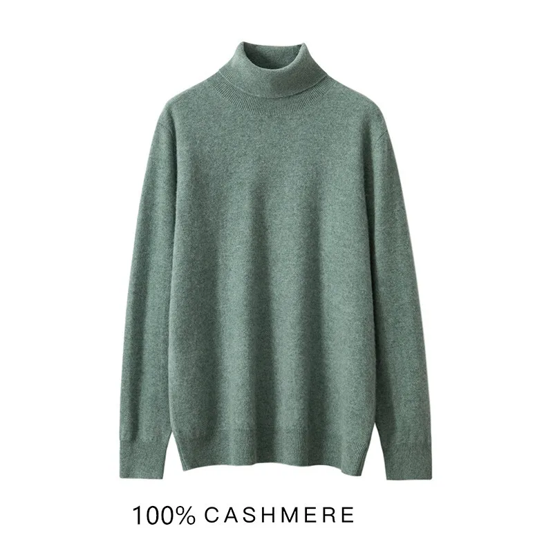 Hot Sale Classic Men Pullover 100% Cashmere Sweater 2021 Winter High Collar Long Sleeve Solid Color Warm Jumper Men's Sweaters