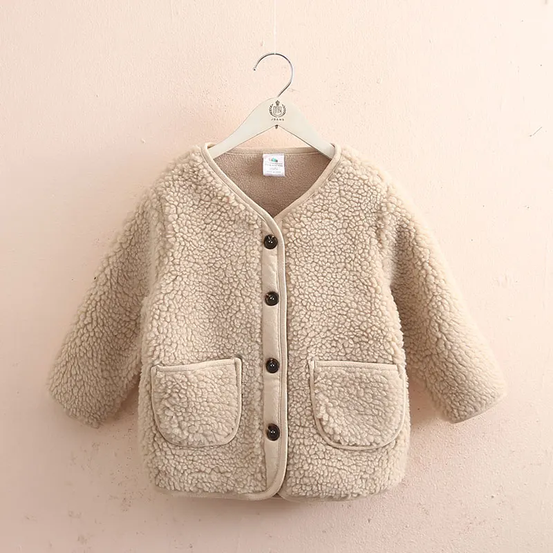 

Baby All-match Jacket 2022 Winter New Baby Girl Winter Clothes Children's Plus Velver Jackets Top Toddler Lambswool Coats 3-9Y