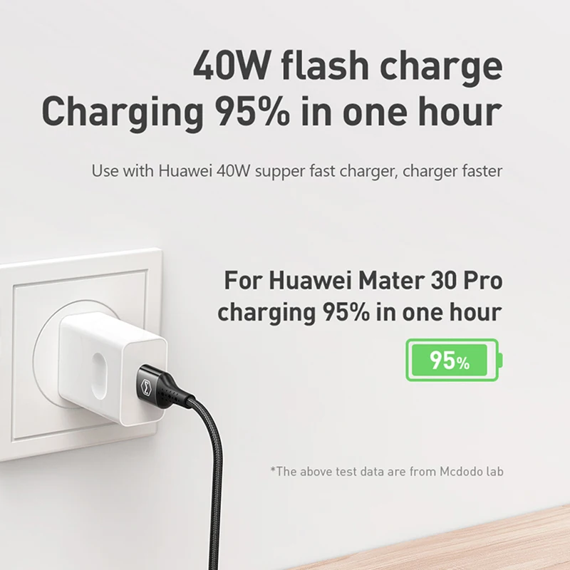 Кабель Mcdodo USB C 5A Сверхбыстрая зарядка 40 Вт для Huawei OPPO VOOC флэш-зарядное устройство