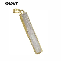 wt p1180 wholesale custom natural selenite pendant with gold trim unique rectangle pendant for wkt fashion arrived jewelry