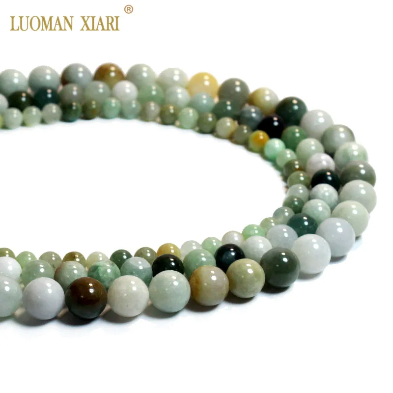 Fine AAA 100% Natural Jadeite Gemstone Round Stone Beads Green Jade For Jewelry Making DIY Bracelet Necklace 6/8/10mm | Украшения и