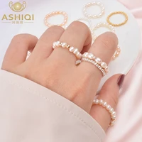 ashiqi small natural freshwater pearl couple rings for women real 925 sterling silver jewelry for women 2021 wholesale gift