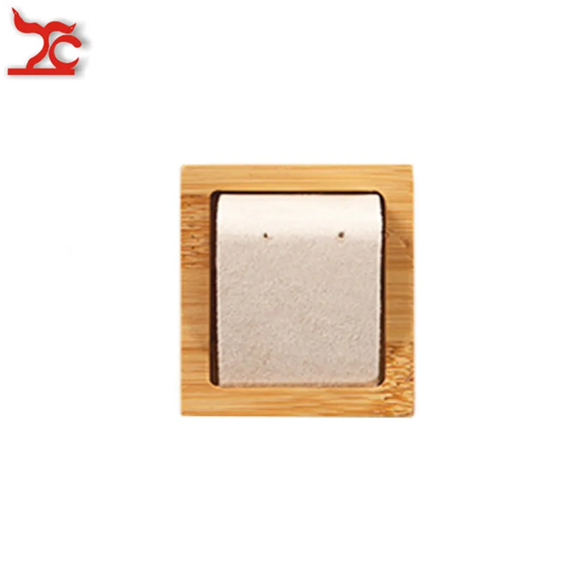 Beige 1 Slot Высокое качество Экологичные бамбуковые бархатные ювелирные изделия Дисплей стенд серьги уха Стад ювелирных изделий Организатор хранения стойки держатель лоток - Color: Beige 1 Slot