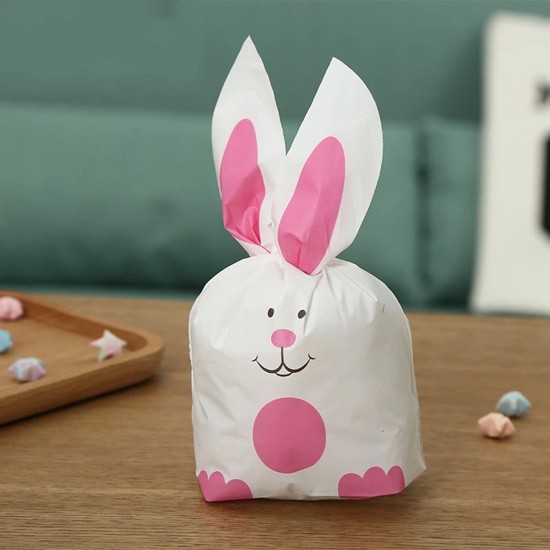 100pcs 13.5x22x6cm stereoscopic rabbit ear plastic packaging bag Cookie Gift Bags For Candy Biscuits Snack Baking Package | Дом и сад