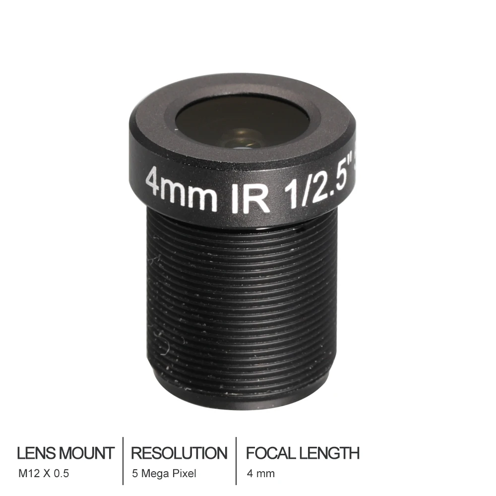 

HD cctv lens 5MP 4MM M12*0.5 Mount 1/2.5 F2.0 86 degree for security CCTV cameras
