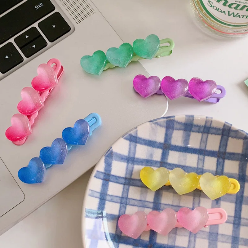 

New Korea Sweet Heart Candy Color Minimalist Hair Clip Hair Grip Lovely Barrettes Hairpin Hair Accessories For Women Girls