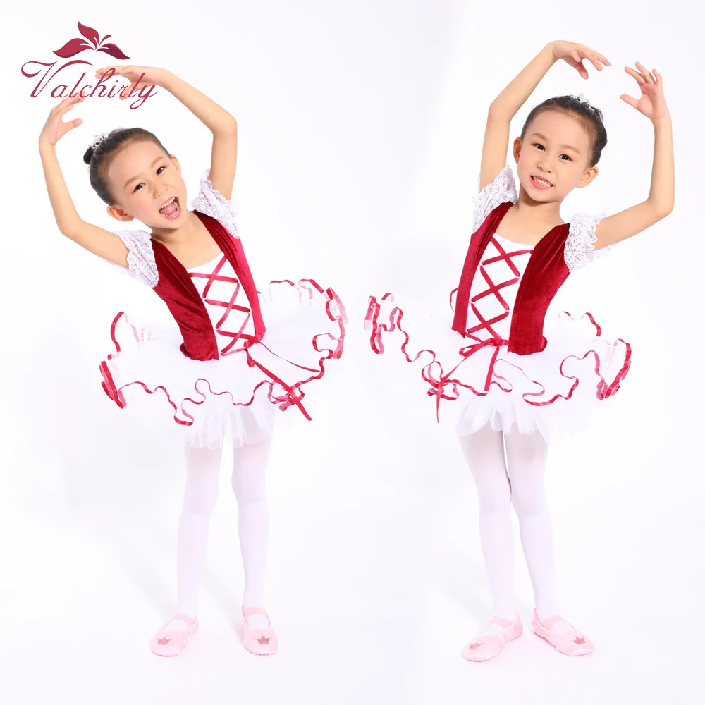 Розовое балетное танцевальное платье для девочек бархатные Детские балетные