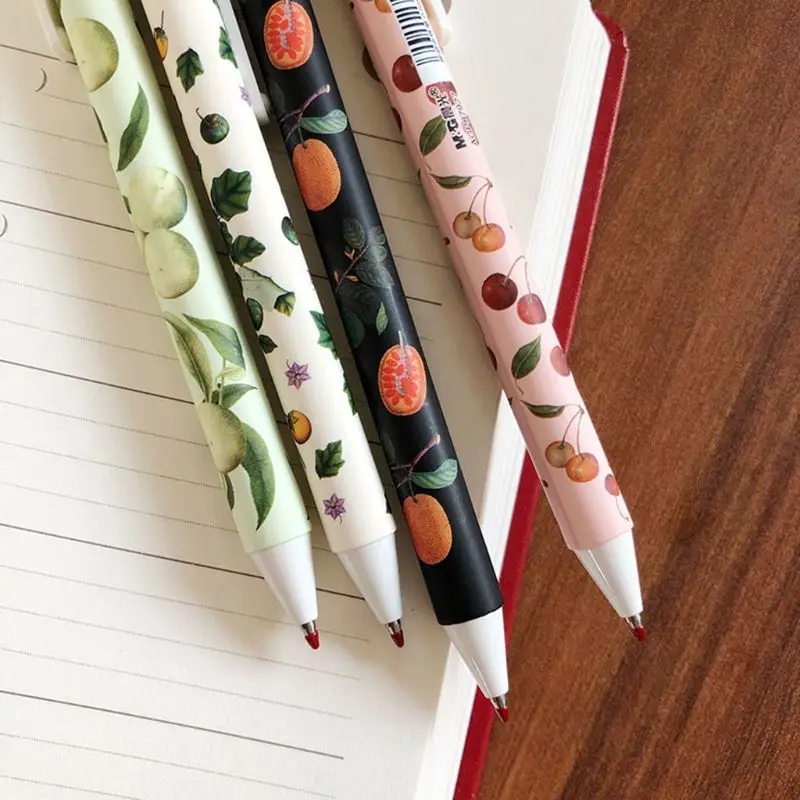 

4pcs 0.38mm Cute Plant Fruit Gel Pen Novelty Press Black Ink Signature Neutral Pens for Kids Gifts School Office Supply C26