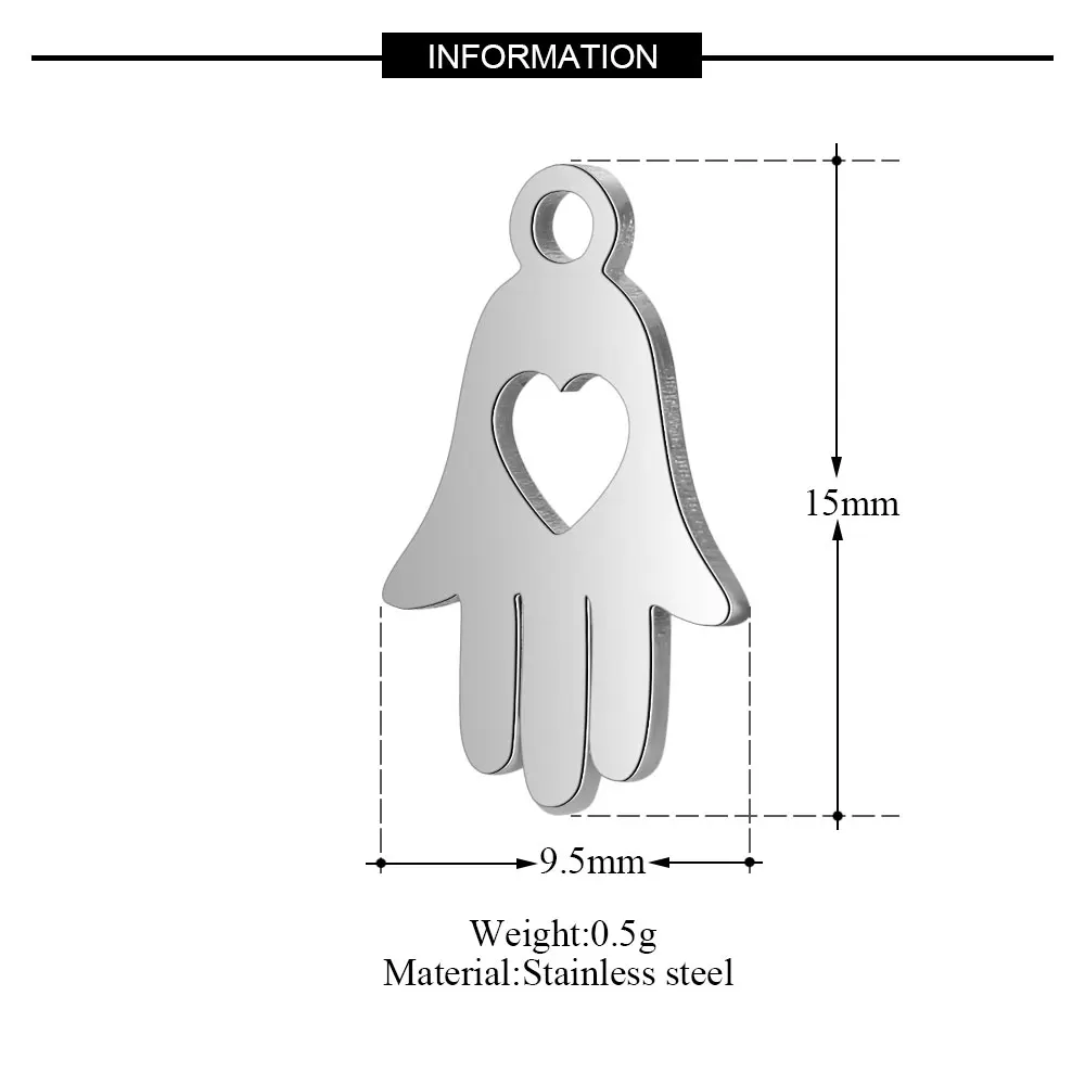 10 Pieces OM Yin Yang Yoga Hamsa Hand Charm - Wholesale - High-Quality Stainless Steel 316 DIY Charms for Jewelry Making image 5