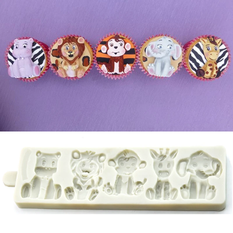 

Jungle Animals Mould Silicone Mold Fondant Cake Decorating Tool Gumpaste Sugarcraft Chocolate Forms Bakeware Tools