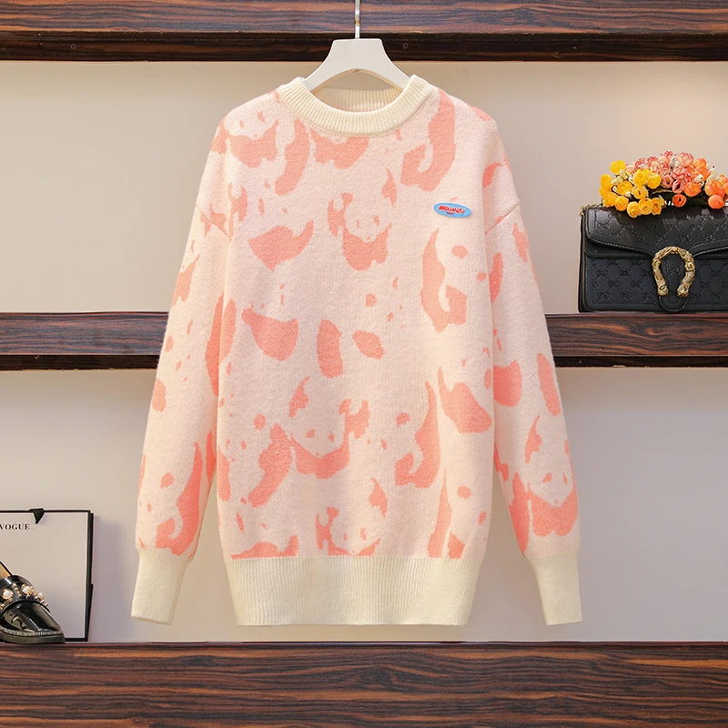 

2021 Women's Autumn Sweet Sweaters Crocheted Crew Neck Pullover Sweater Korean Style Loose Long-Sleeved Sweater Top Fashion