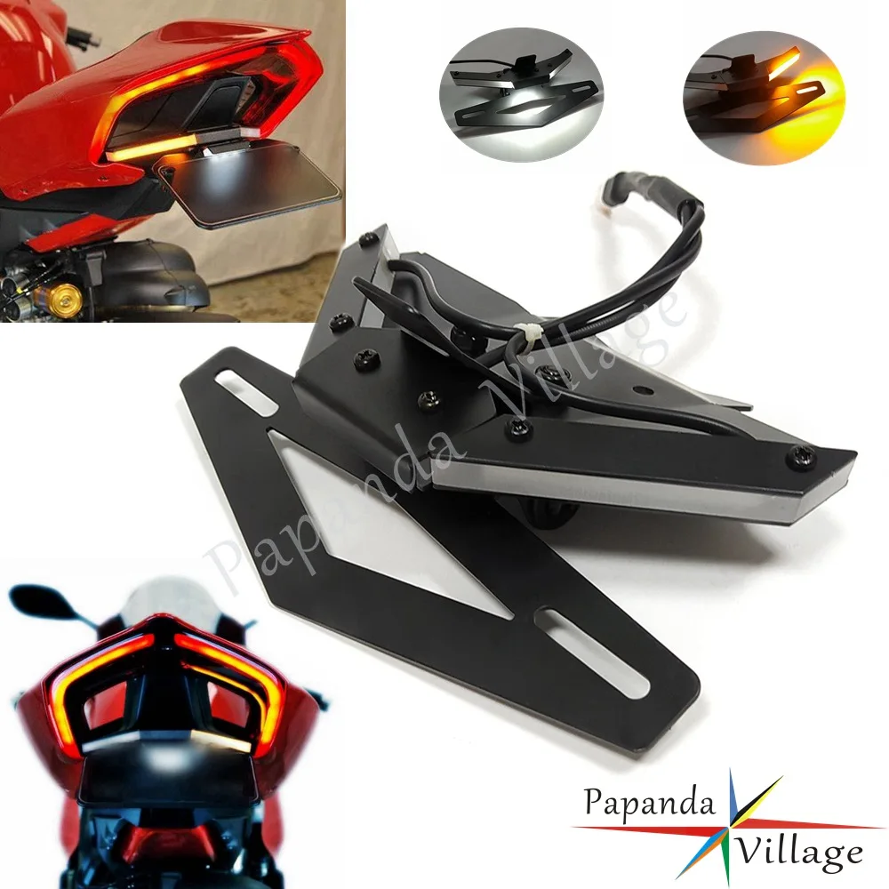 

Tail Tidy Fender Eliminator for Ducati Panigale V4 S R 2018 2019 Registration License Plate Holder Motorcycle LED Turn Signals