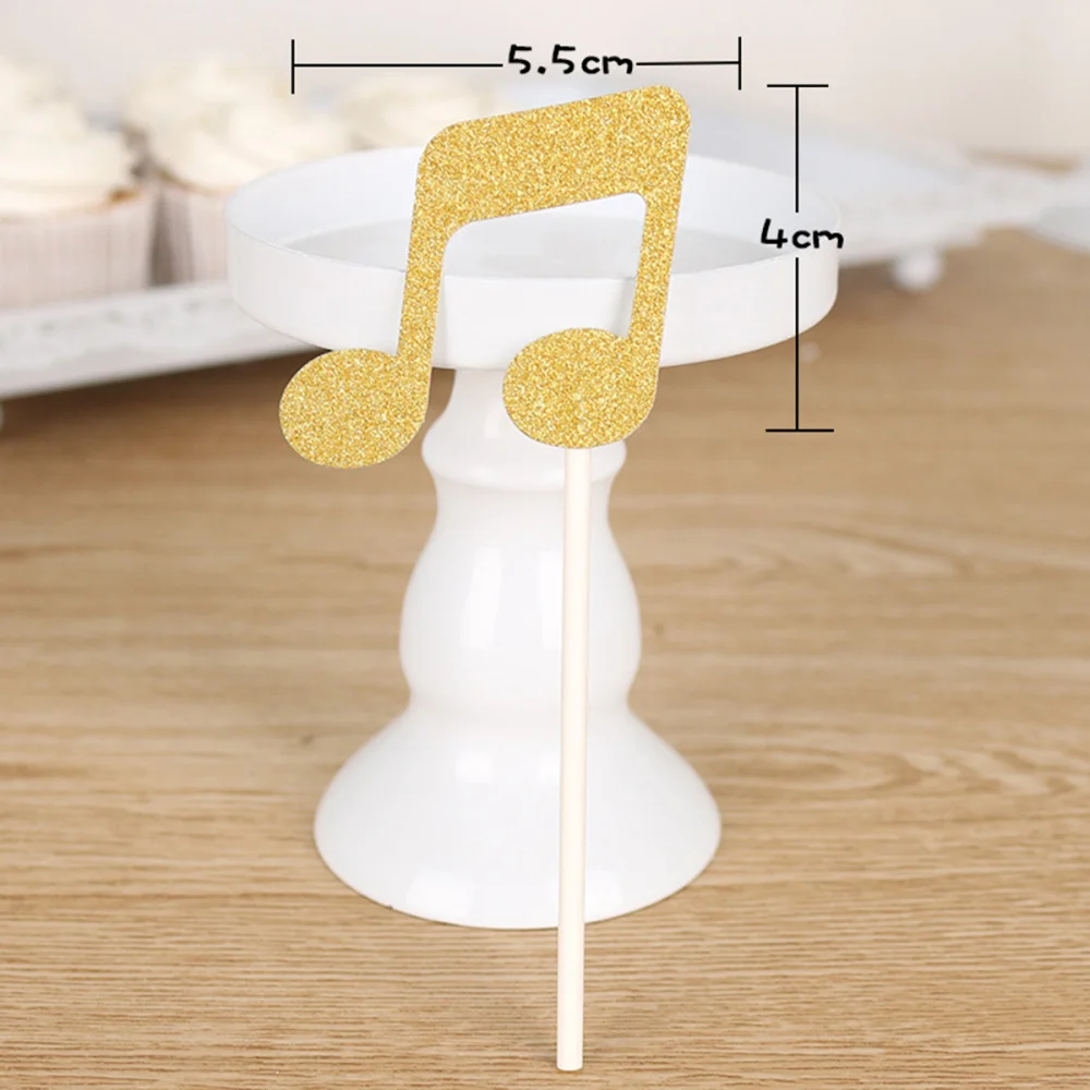 18PCS Glittery Notation Birthday Cake Toppers Set Musical Notation Party Decoration for Baby Shower Wedding Birthday Party