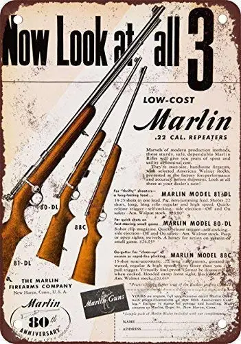 

1950 Marlin .22 para Rifles, aspecto Vintage, letrero de Metal de 8x12 pulgadas, pintura de hierro, Designable