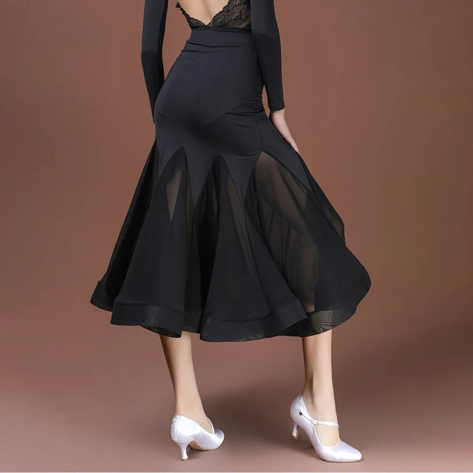 Новинка 2022 одежда для национального стандарта танцев черная сетчатая юбка в
