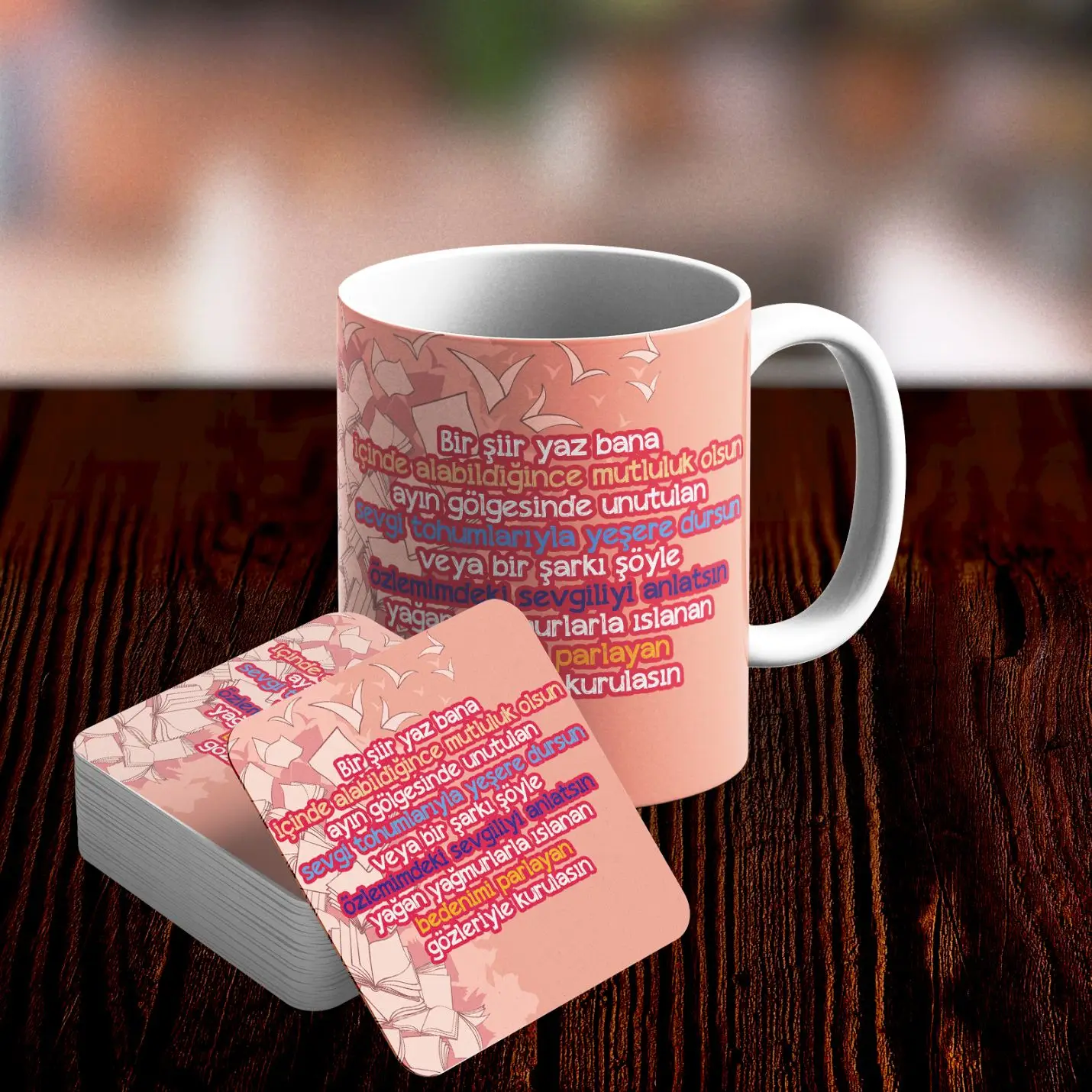 

Romantic Design Mug and Underlay Set-No6