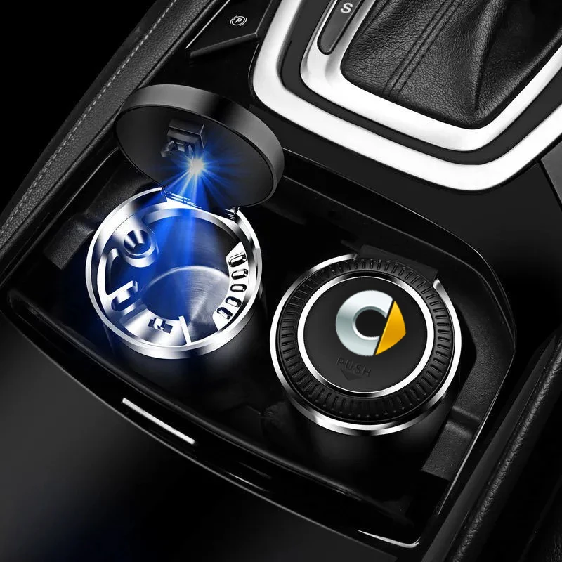

Car Brand logo Ashtray With Led Lights Creative Personality For smart fortwo forfour 453 451 450 smart Car accessories