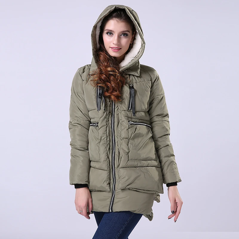 Женская парка с капюшоном FIONTO теплая длинная стеганая куртка размера плюс