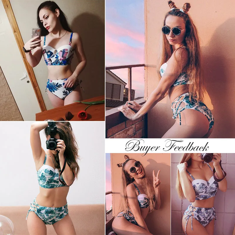 

Sexy High Waist Swimwear 2021 New Print Bikinis Women Swimsuit Padded Bandage Bathing Suit Brazilian Biquini Maillot De Bain
