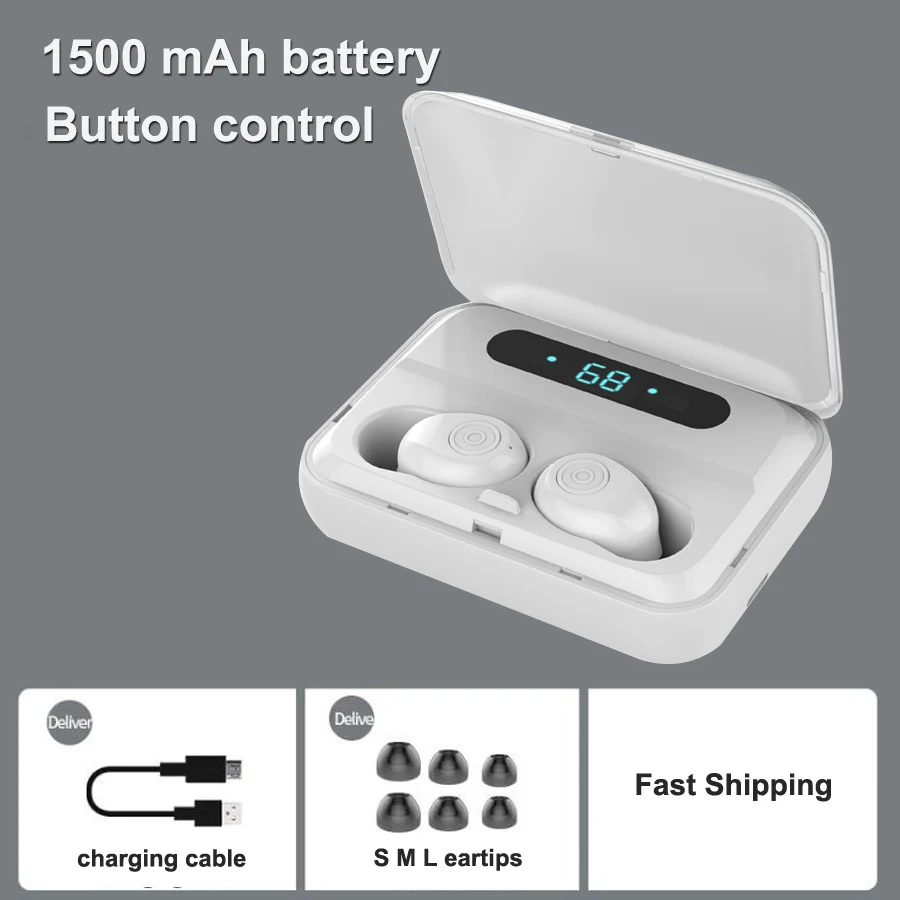 F9 Button control TWS, беспроводные наушники, Bluetooth 5,0, наушники с шумоподавлением, стерео наушники, Беспроводная Bluetooth гарнитура для телефонов - Цвет: F9 Button control