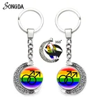 ЛГБТ флаг Радуга Брелоки Подвеска держатель гей Лесбийский бисексуал трансгендер символов брелоки вращение на 360 градусов стекло ювелирные изделия