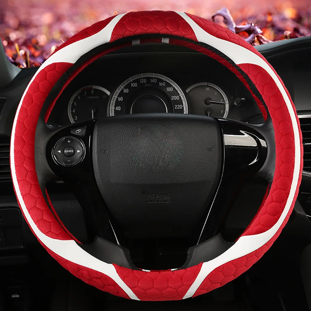 

QFHETJIE Winter Must-have Warm Plush Car Steering Wheel Cover Wear-resistant Non-slip Fashion Accessories