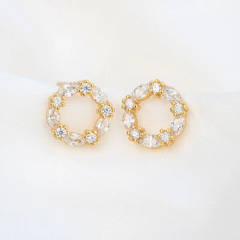 

YC3994E S925 Silver Fashion Delicacy Zircon Geometry Circular Ring Earrings GIRL'S Gift Party Banquet WOMEN'S Jewelry Earrings