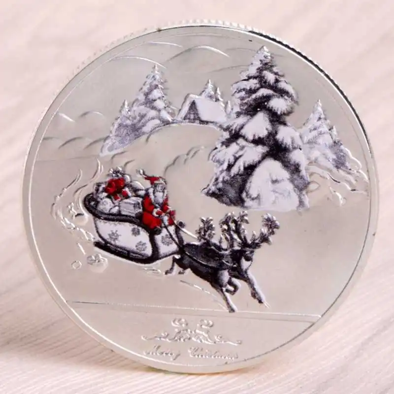 Счастливого Рождества Санта Клаус посеребренные памятные монеты сувениры