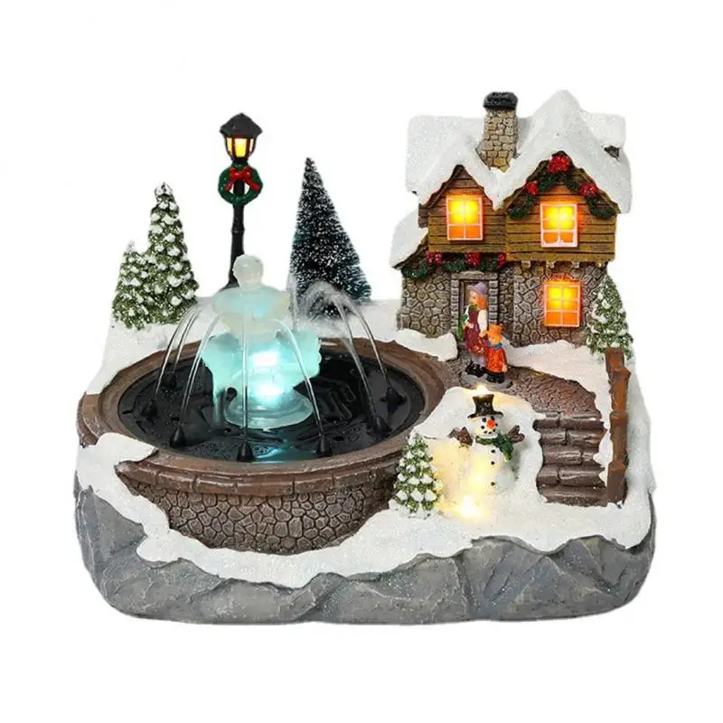

2022 Christmas Snow House Luminous Fountain House Christmas Village Santa Claus Home Decor House Music Christmas Gifts Ornaments