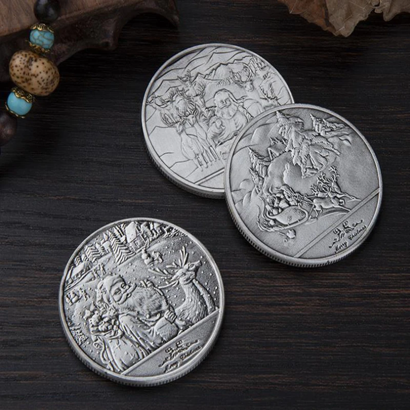 2021 цветные рождественские памятные монеты с Санта Клаусом сувенир коллекционное