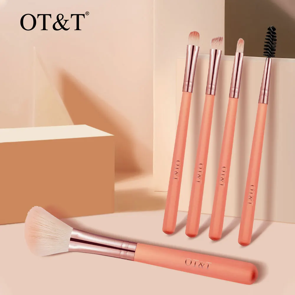 

OT&T 5PCS Makeup Brushes Set Portable Cosmetic Brush Powder Brow Eyeshadow Foundation Blush Blending Beauty Make Up Tools
