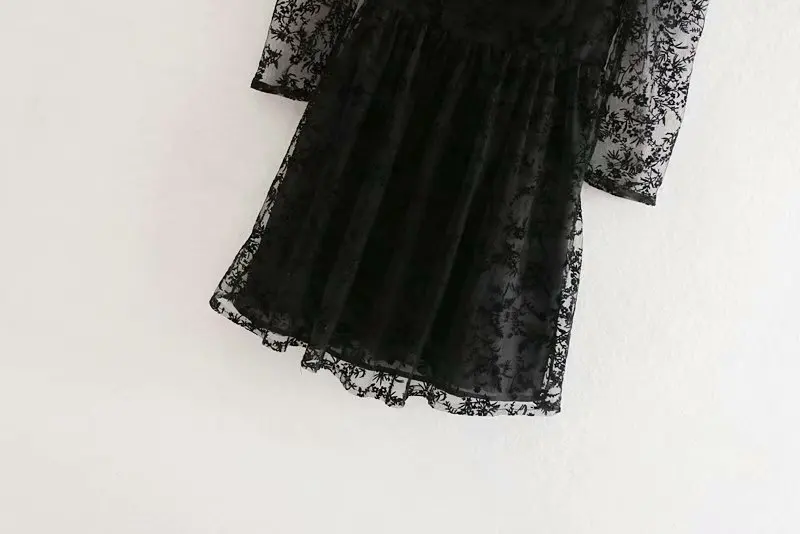 Женское мини платье с О-образным вырезом кружевное прозрачное сексуальное