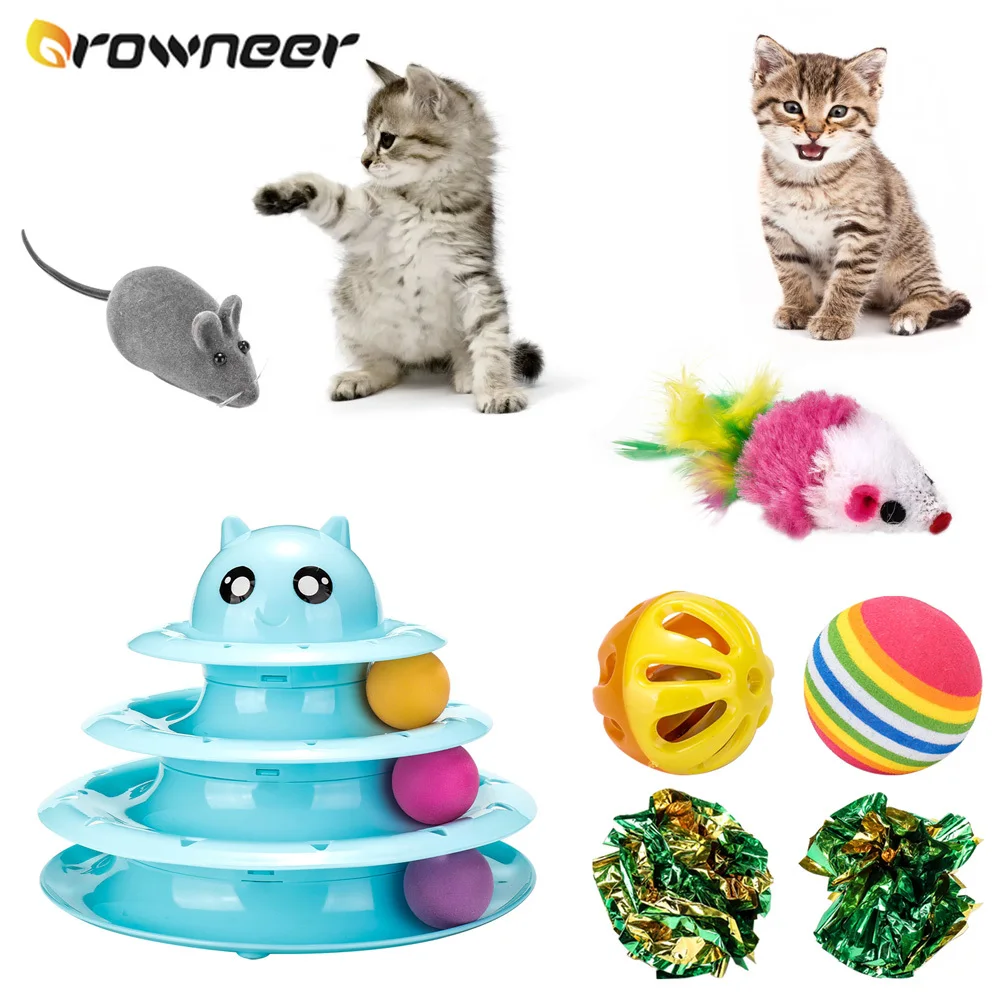

Набор игрушек для домашних животных, игрушки для кошек, мяч, форма мыши, имитация мыши, кошки, башня, треки, Интерактивная игрушка для детской...