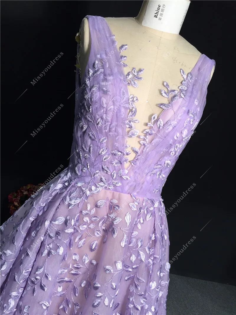 Vestidos de fiesta 2021 Real Sample Luxurious Deep V-Neck Sleeveless Lace Open Back Formal Party Prom Bridal Evening Dresses